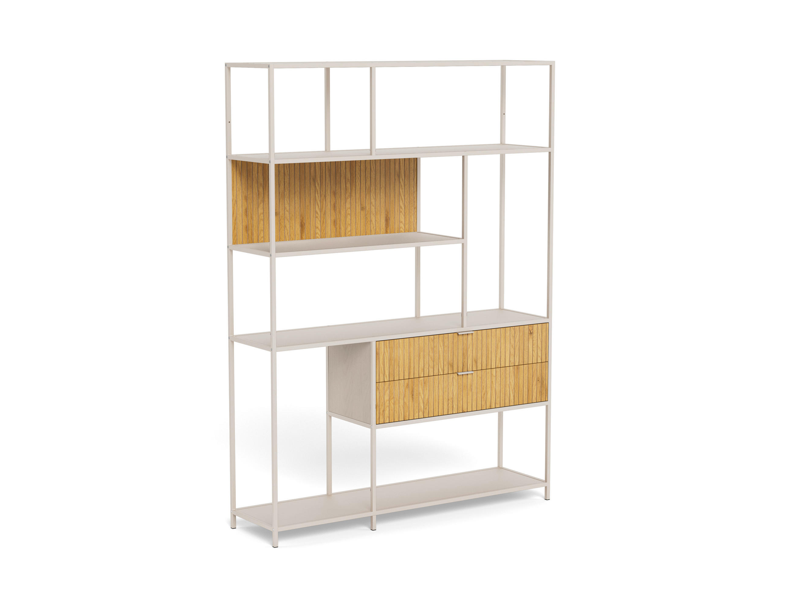 REGAL Grau, Wildeiche  - Wildeiche/Grau, Design, Holzwerkstoff/Metall (135/185/35cm) - Carryhome
