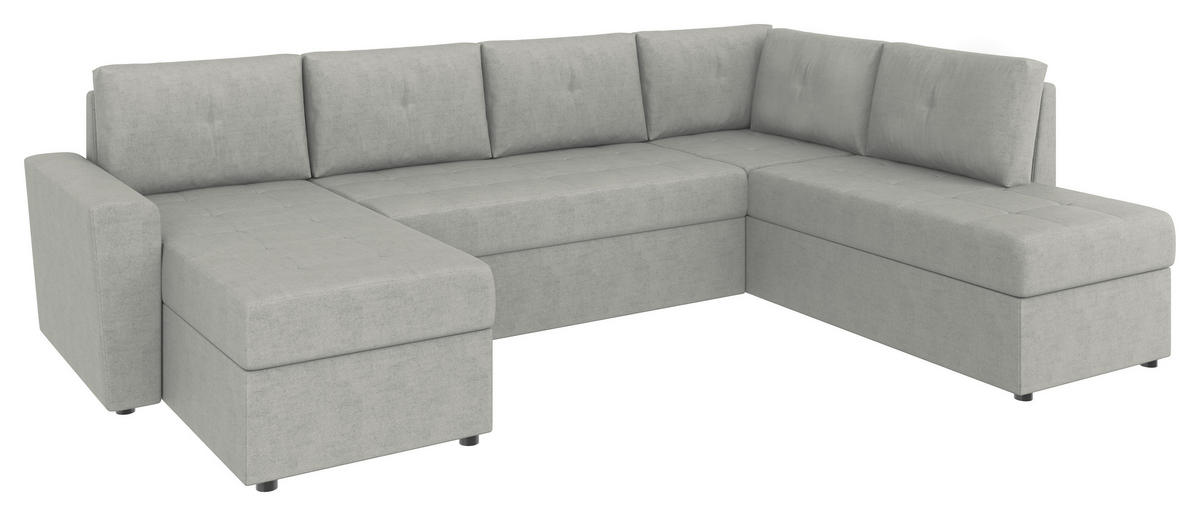 WOHNLANDSCHAFT TERMOLI Hellgrau Jacquard  - Hellgrau/Schwarz, Design, Kunststoff/Textil (155/297/212cm) - MID.YOU