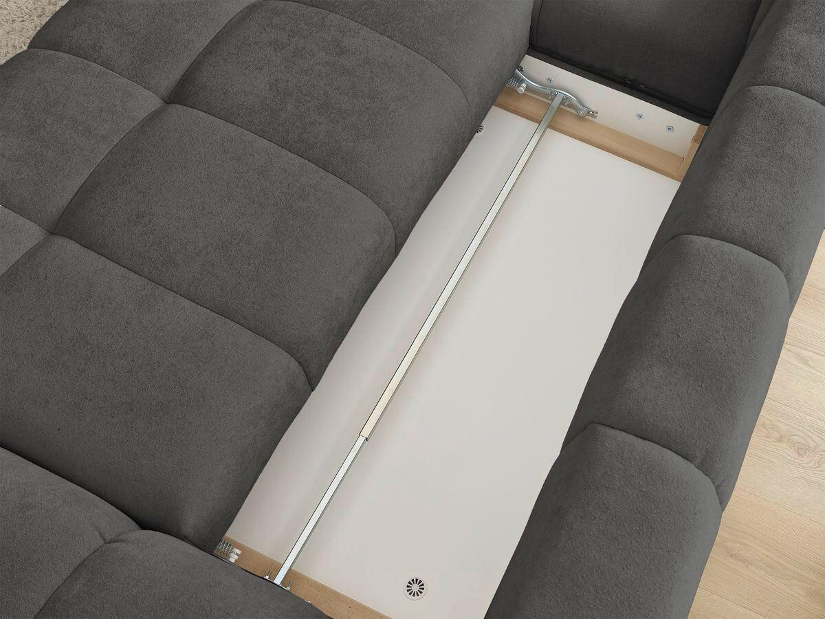 ECKSCHLAFSOFA EVEREST  mit Rücken echt, Armteil links, Armteil rechts Struktur Schwarz  - Schwarz, MODERN, Kunststoff/Textil (318/180cm) - Livetastic