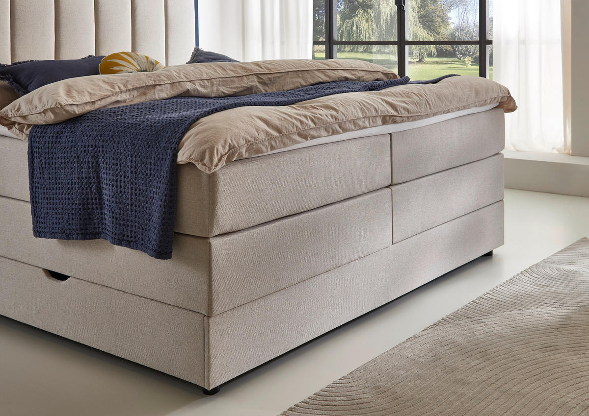 BOXBETT 180/200 cm  in Beige  - Beige/Schwarz, Basics, Holz/Textil (180/200cm) - Boxxx