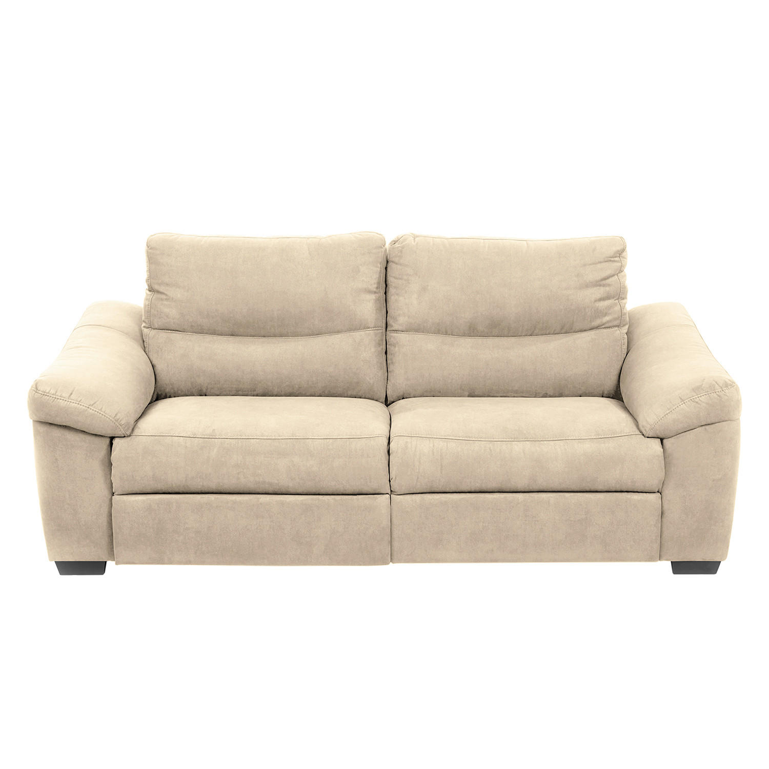 2,5-SITZER Flachgewebe Beige  - Beige/Schwarz, Design, Holz/Textil (214/97/97cm) - Livetastic