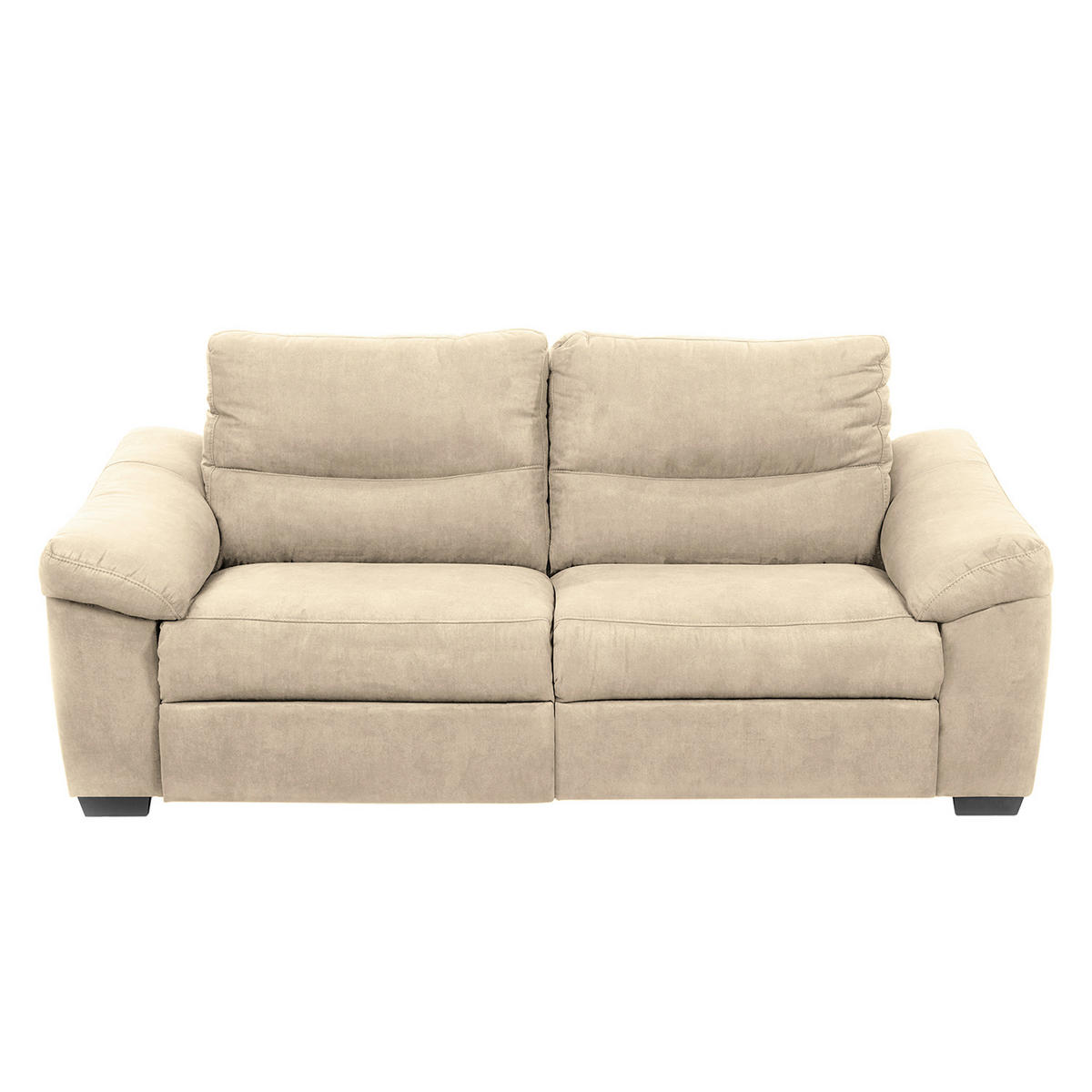 2,5-SITZER Flachgewebe Beige  - Beige/Schwarz, Design, Holz/Textil (214/97/97cm) - Livetastic
