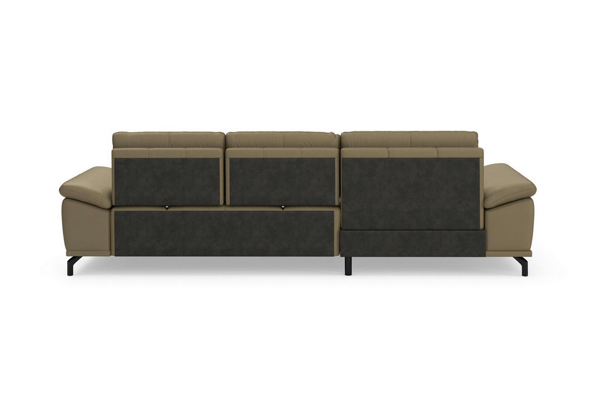 ECKSOFA  Mikrofaser Kombination Echtleder/Stoff Olivgrün  - Schwarz/Olivgrün, Basics, Leder/Textil (176/301cm) - Sit & More