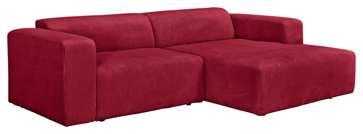 ECKSOFA BASMA in Cord Rot  298/175 cm  - Rot/Schwarz, Design, Kunststoff/Textil (298/175cm) - P & B