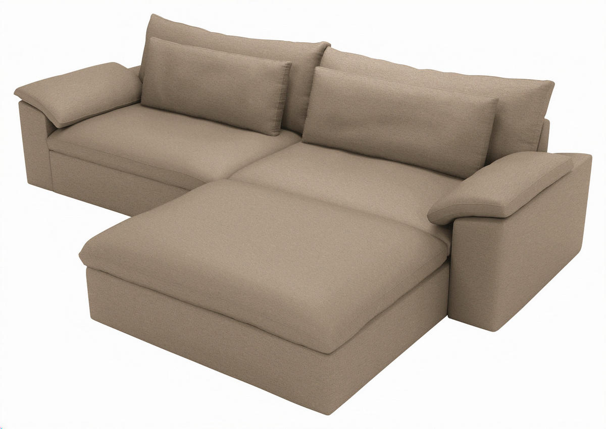 ECKSOFA Flachgewebe Beige  - Beige/Schwarz, Modern, Kunststoff/Textil (306/198cm) - Carryhome