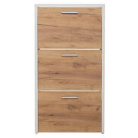 SCHUHKIPPER foliert Weiß, Eichefarben  - Eichefarben/Alufarben, KONVENTIONELL, Holzwerkstoff (64/119/24cm) - MID.YOU