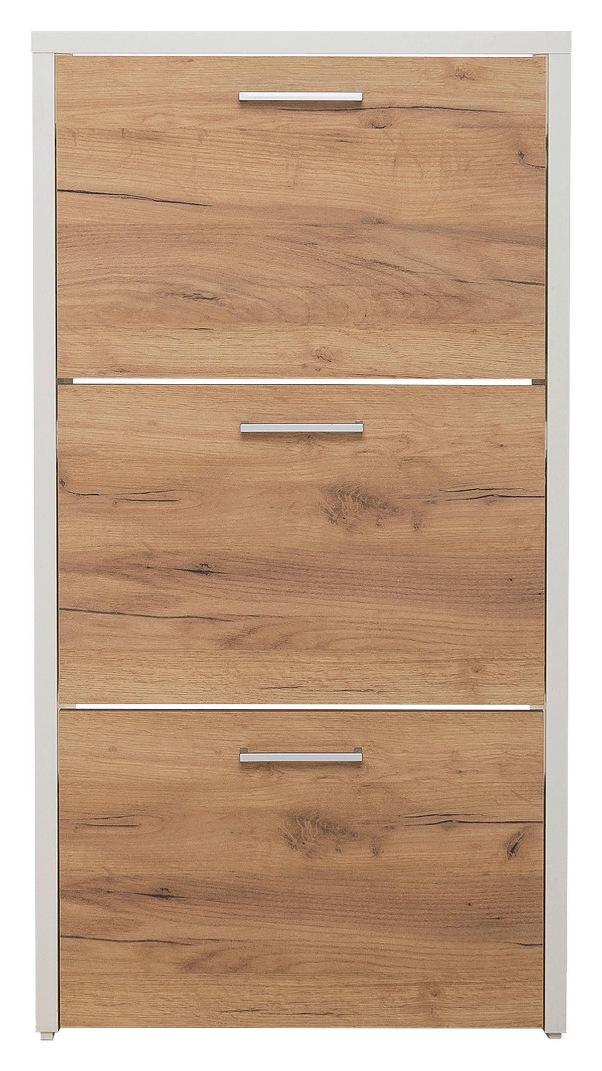 SCHUHKIPPER foliert Weiß, Eichefarben  - Eichefarben/Alufarben, KONVENTIONELL, Holzwerkstoff (64/119/24cm) - MID.YOU