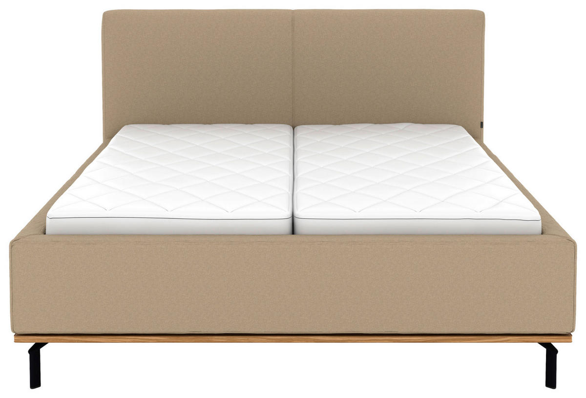 POLSTERBETT Matratze, Lattenrost, Bettkasten 160/200 cm  in Beige  - Beige/Graphitfarben, Design, Holz/Textil (160/200cm) - Musterring