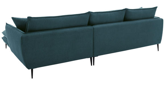 ECKSOFA  in Webstoff Petrol  304/196 cm  - Petrol/Schwarz, KONVENTIONELL, Textil/Metall (304/196cm) - Hom`in