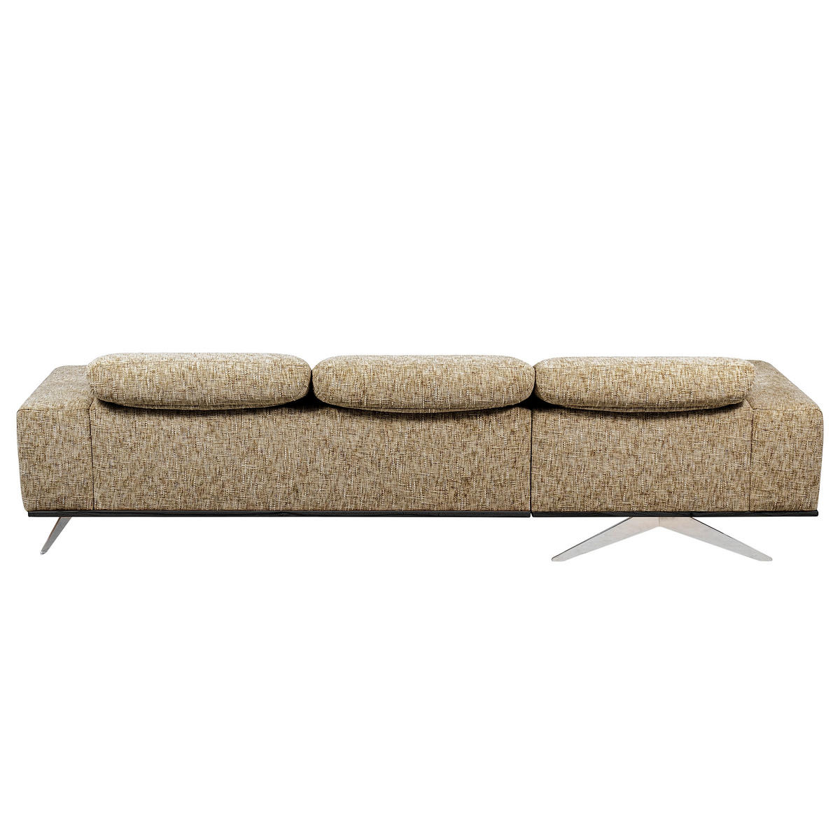 ECKSOFA Struktur Hellbraun  - Chromfarben/Hellbraun, Design, Holz/Textil (187/295cm) - Livetastic