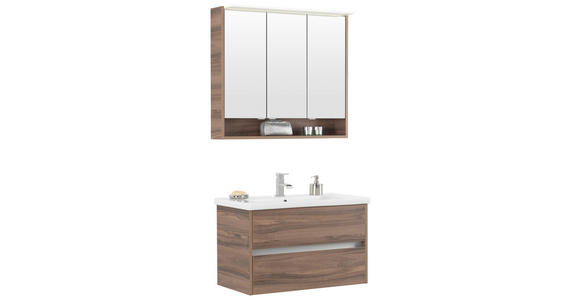 BADEZIMMER  in 93,2 cm  - Nussbaumfarben/Weiß, Basics, Glas/Keramik (93,2cm) - Voleo