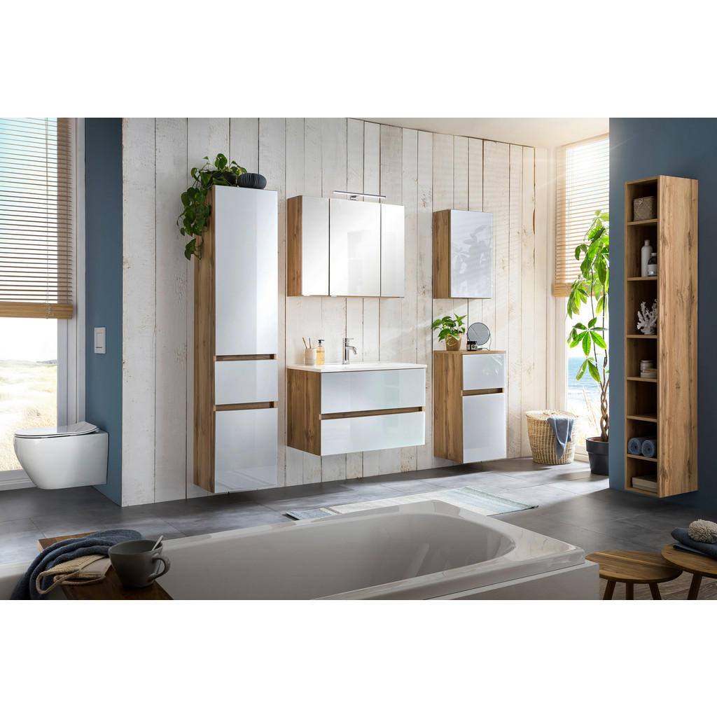 Thumbnail - Held Hängeschrank Held Möbel Helsinki, Weiß, Eiche, Holzwerkstoff, 40x64x20 cm, Made in Germany, hängend, Badezimmer, Ba...