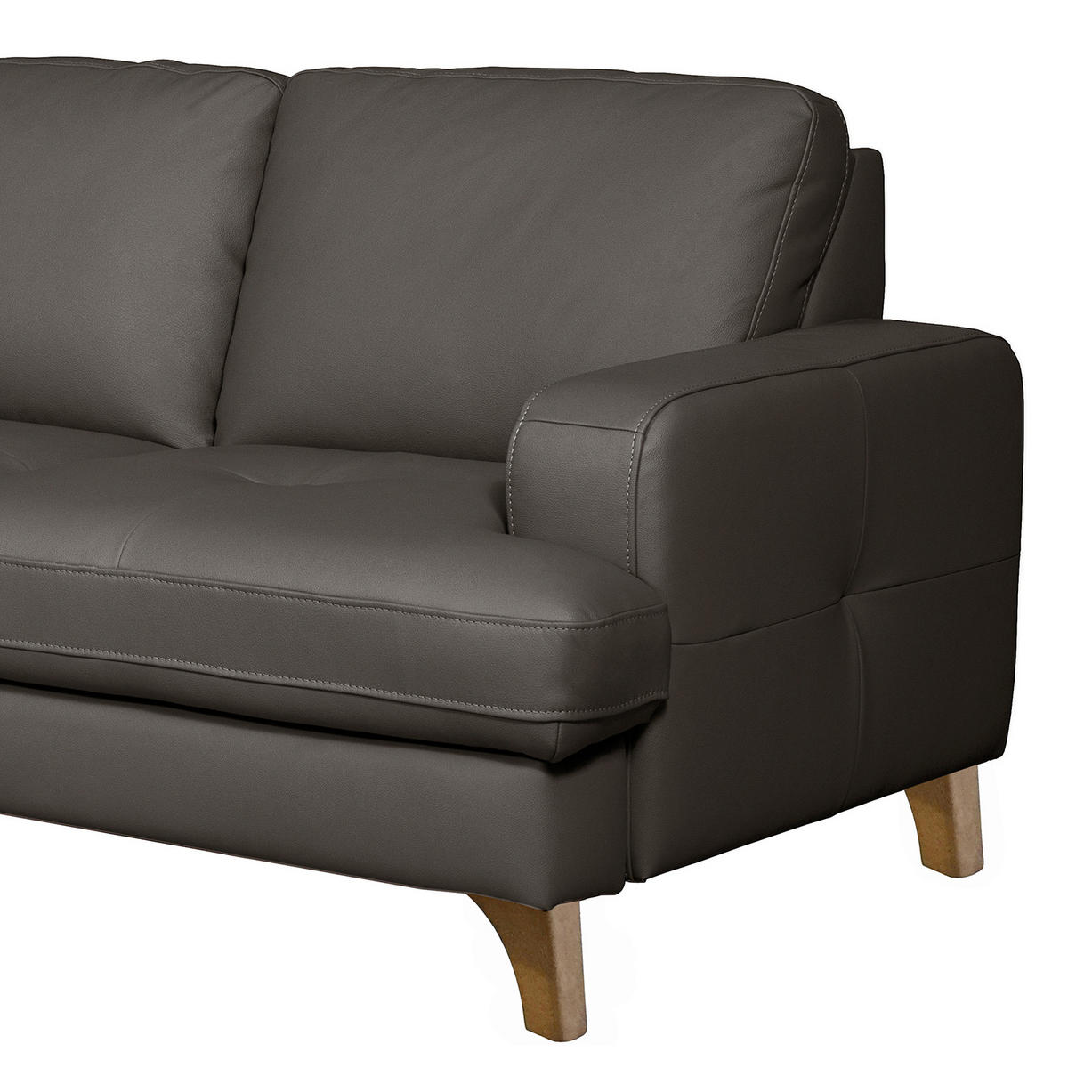 ECKSOFA Lederlook Echtleder Dunkelbraun  - Dunkelbraun/Buchefarben, Design, Leder/Holz (190/234cm) - Livetastic