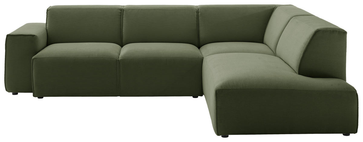 ECKSOFA Cord Olivgrün  - Schwarz/Olivgrün, Design, Kunststoff/Textil (270/210cm) - Pure Home Lifestyle