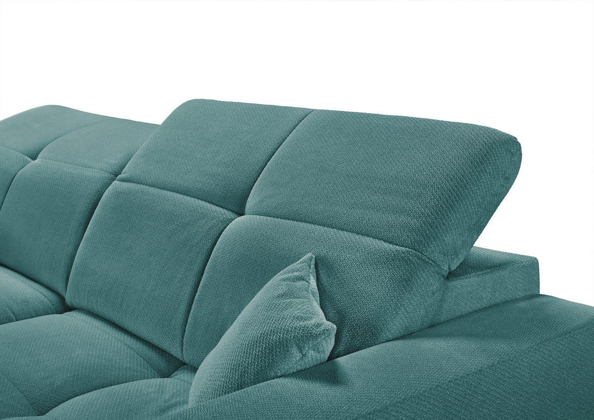 ECKSOFA Petrol Webstoff  - Petrol/Schwarz, KONVENTIONELL, Textil/Metall (180/285cm) - SetOne by Musterring