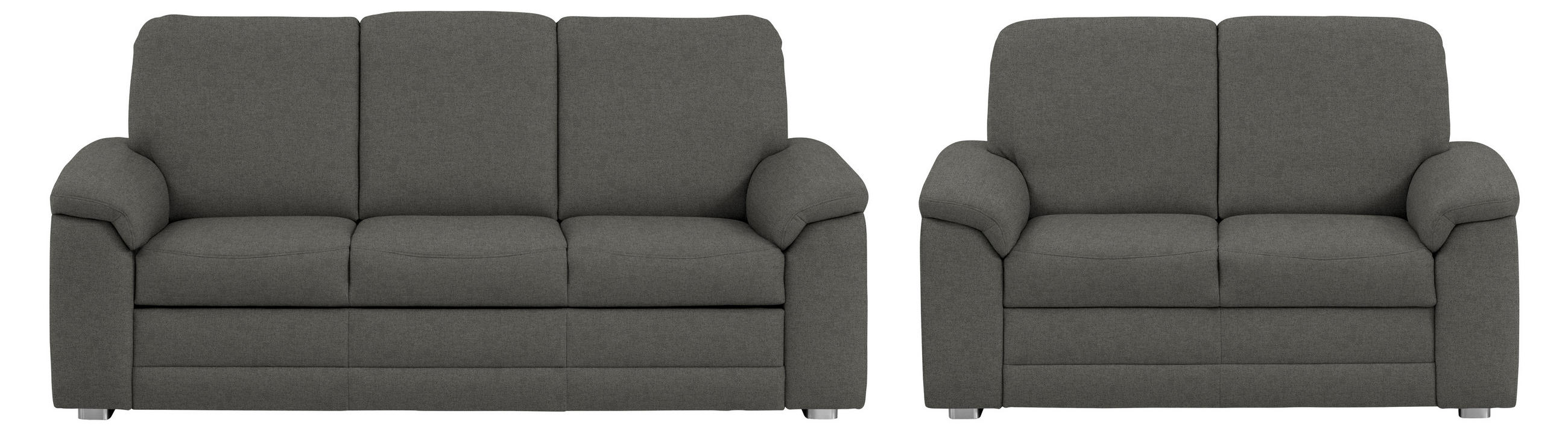 SITZGARNITUR Chenille Grau  - Alufarben/Grau, Konventionell, Textil/Metall (208/156/96/89cm) - Beldomo Comfort