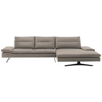 ECKSOFA in Echtleder Taupe  342/158 cm  - Taupe/Schwarz, MODERN, Leder/Metall (342/158cm) - Chilliano