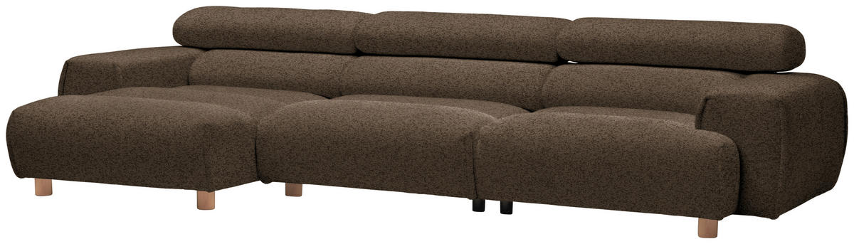 ECKSOFA in Velours Dunkelbraun  150/329 cm  - Dunkelbraun, Natur, Holz/Textil (150/329cm) - Lomoco