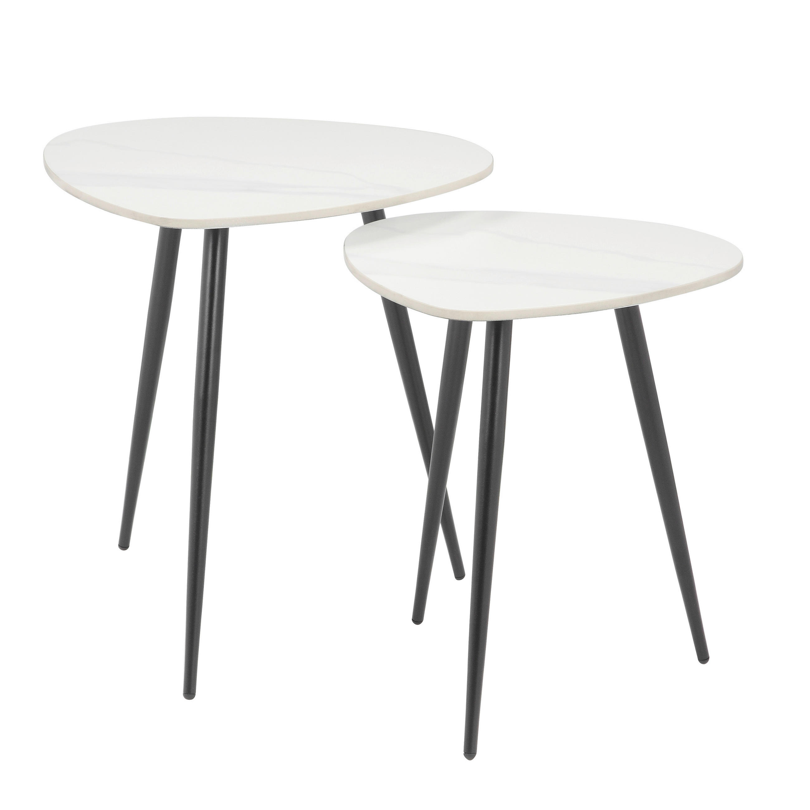 BEISTELLTISCHSET dreieckig Schwarz, Weiß  - Schwarz/Weiß, Trend, Keramik/Metall (49,3/41.1/48/40/50/45cm) - Novel