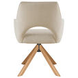 ARMLEHNSTUHL  Sitzfläche 360° drehbar, inklusive Armlehnen Cord  - Eichefarben/Creme, Design, Holz/Textil (60/85/63cm) - Hom`in