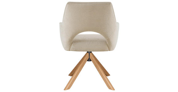 ARMLEHNSTUHL  Sitzfläche 360° drehbar, inklusive Armlehnen Cord  - Eichefarben/Creme, Design, Holz/Textil (60/85/63cm) - Hom`in
