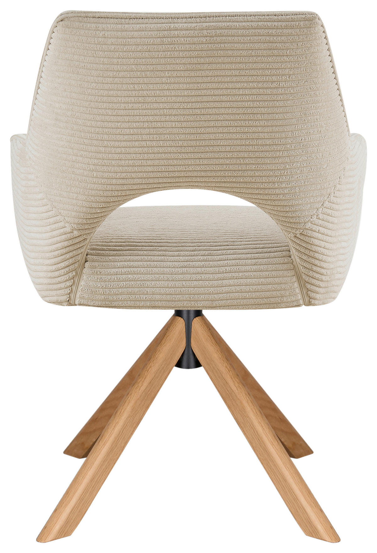 ARMLEHNSTUHL  Sitzfläche 360° drehbar, inklusive Armlehnen Cord  - Eichefarben/Creme, Design, Holz/Textil (60/85/63cm) - Hom`in