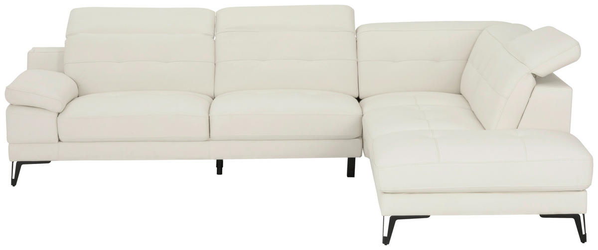 ECKSOFA Weiß Echtleder  - Schwarz/Weiß, MODERN, Leder/Metall (287/224cm) - MID.YOU