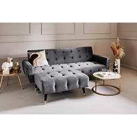 ECKSCHLAFSOFA CHILLAX DREAM CORNER EU Grau Samt  - Goldfarben/Schwarz, MODERN, Holz/Textil (213/153/173cm) - Livetastic