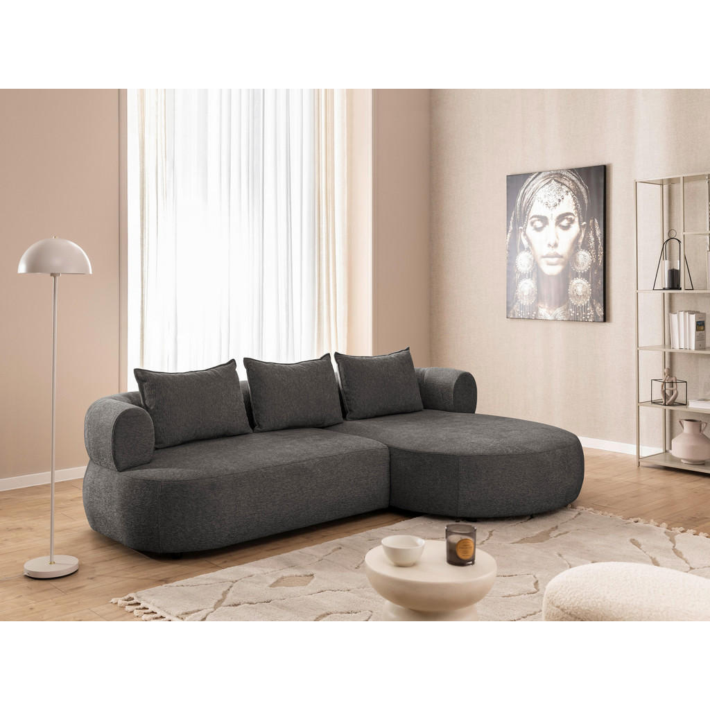 Thumbnail - Livetastic Ecksofa Ferro, Anthrazit, Textil, 4-Sitzer, Füllung: Komfortschaum, Silikon, Ottomane rechts, L-Form, 256x156...