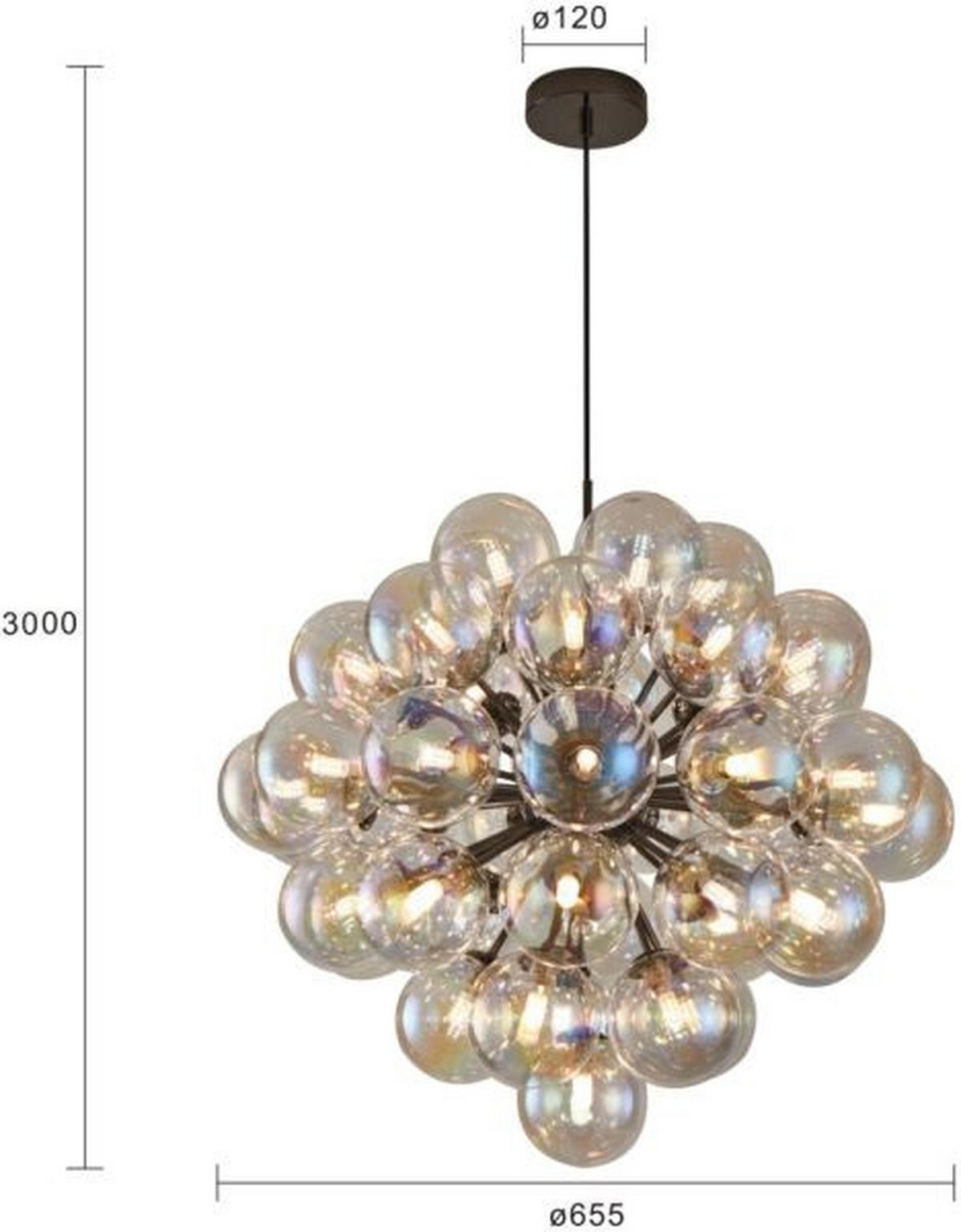 VISEČA LED-SVETILKA  Portofino 96,8 W/11000 lm/3000 K/230 V/ - črni krom, Design, kovina/steklo (66/300cm)