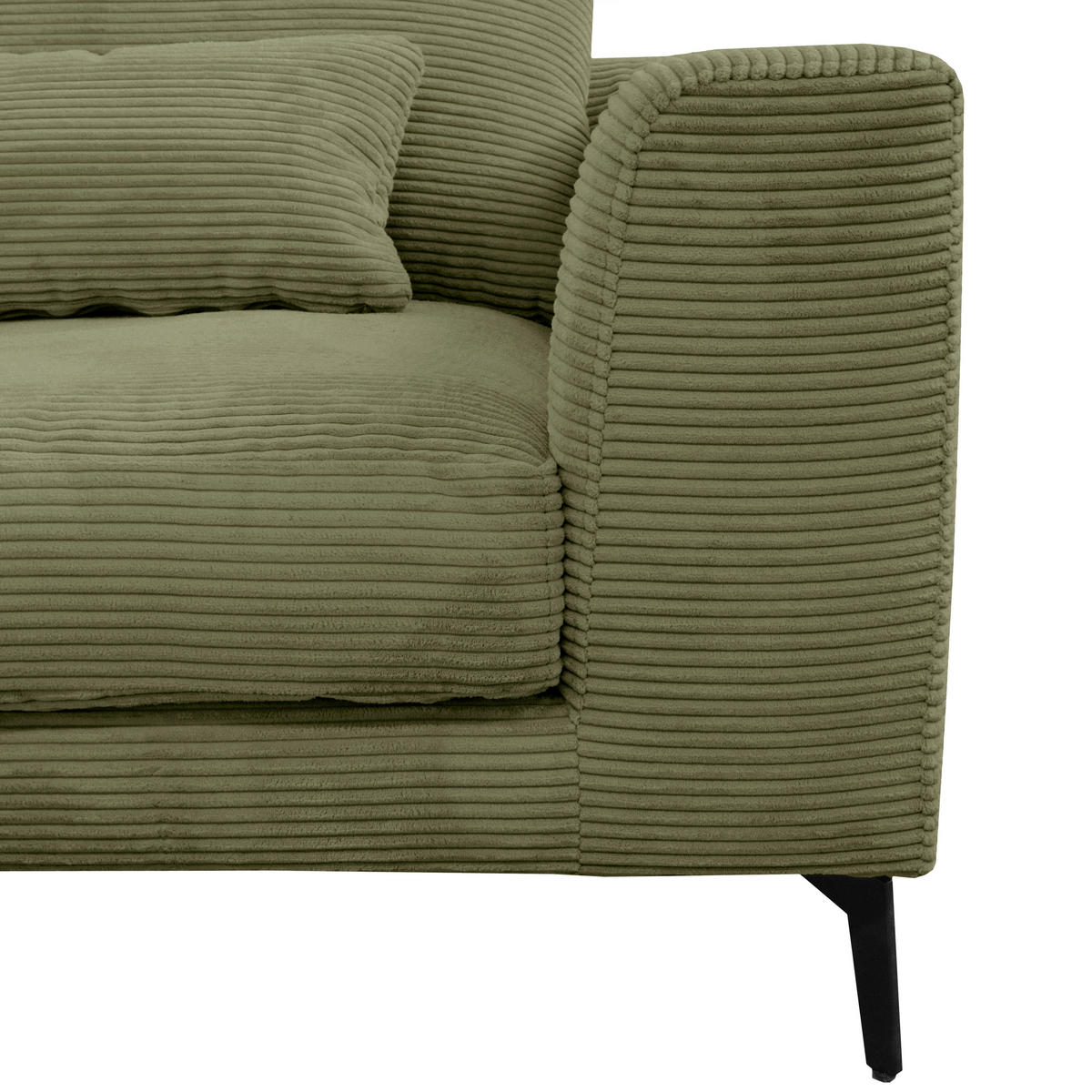 ECKSOFA in Cord Olivgrün  - Schwarz/Olivgrün, Design, Textil/Metall (172/313cm) - Livetastic