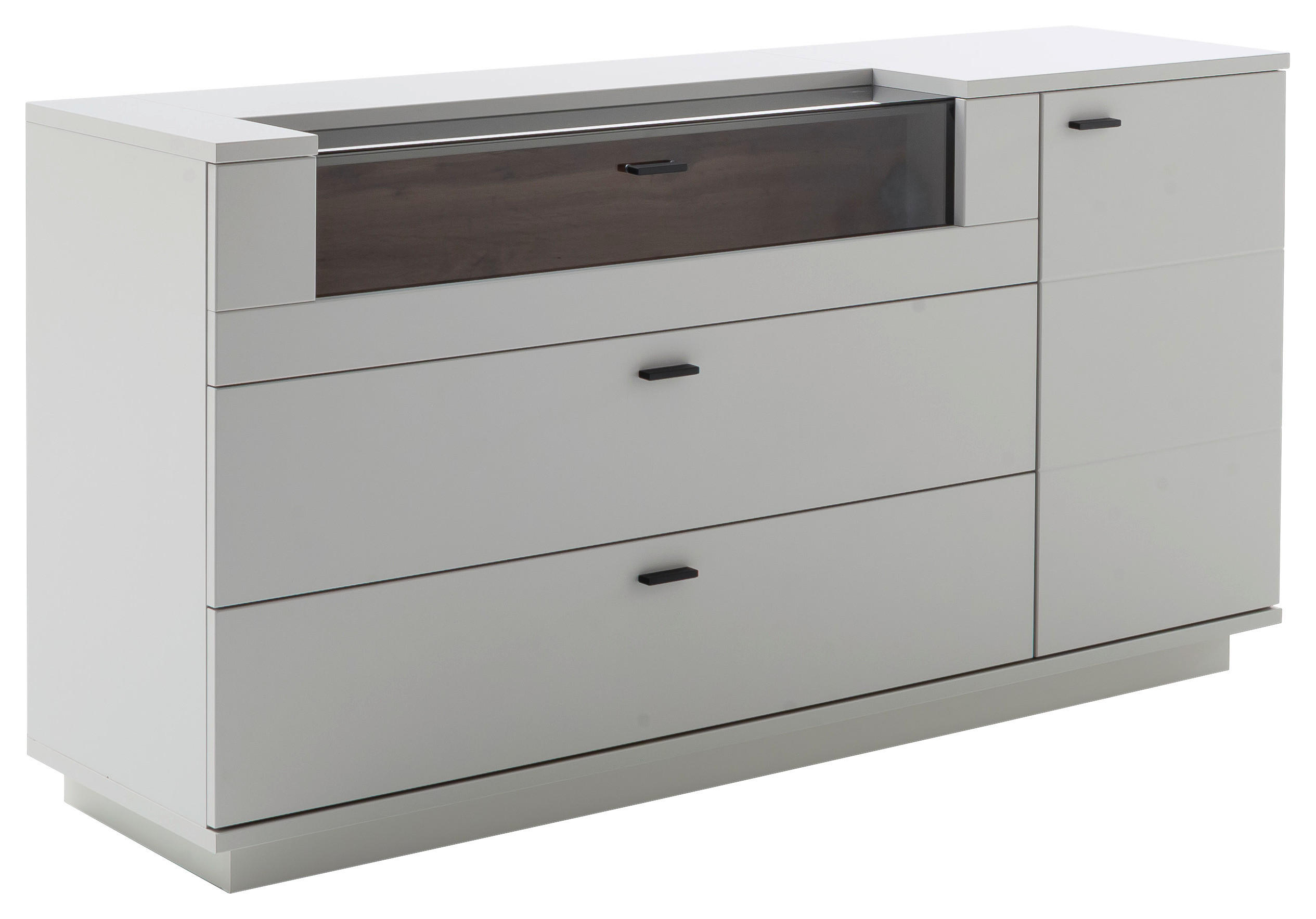 SIDEBOARD Weiß, Eichefarben  165/84/44 cm  - Eichefarben/Anthrazit, Design, Glas/Holzwerkstoff (165/84/44cm) - Stylife