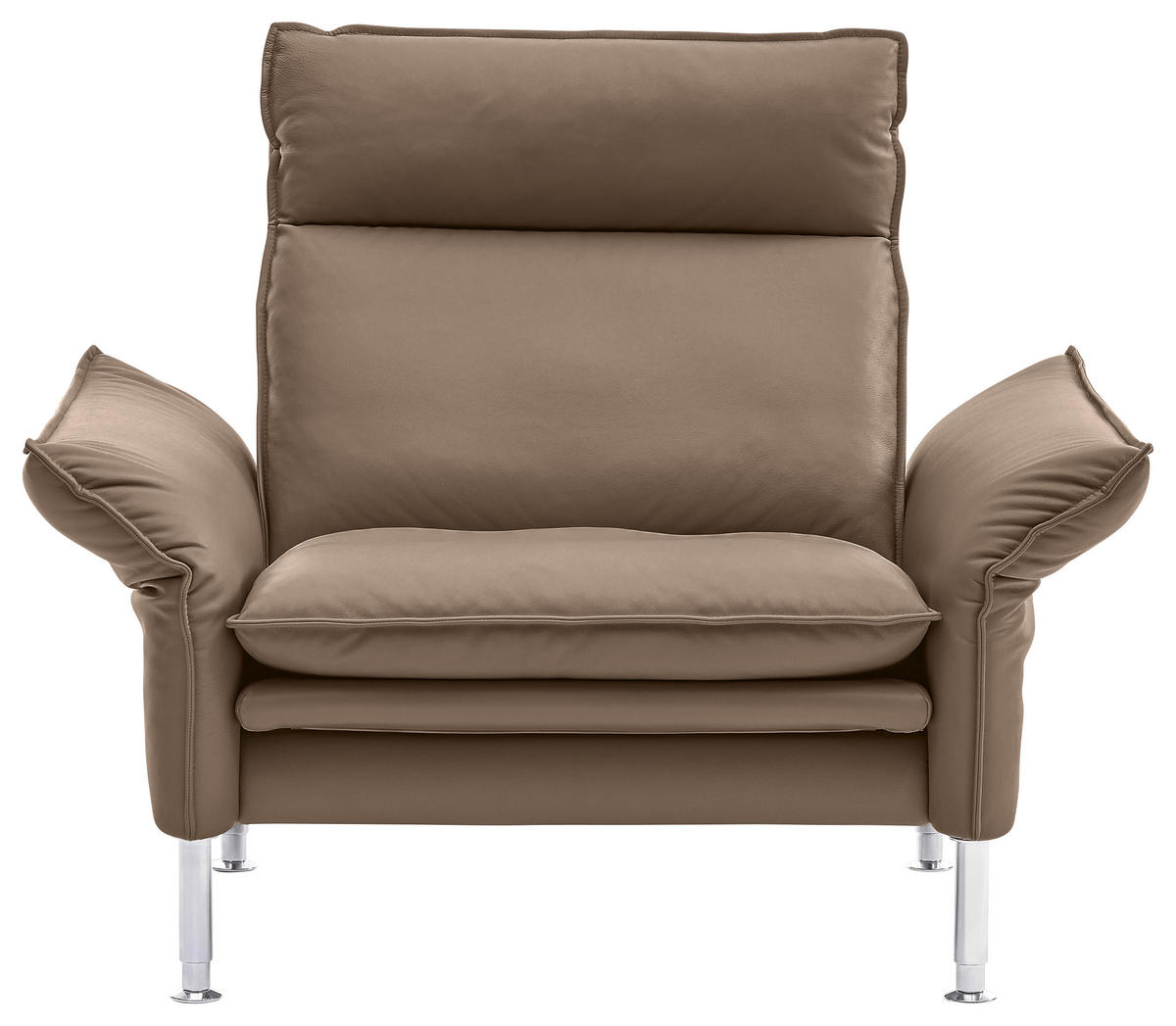 SESSEL Porto Echtleder Grau    - Chromfarben/Grau, KONVENTIONELL, Leder (88/93/88cm) - Erpo