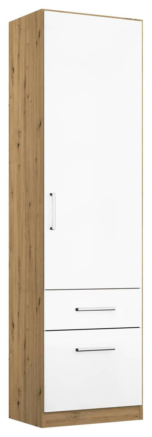 DREHTÜRENSCHRANK 47/197/54 cm 1-türig Eiche Artisan, Weiß Hochglanz - Chromfarben/Weiß Hochglanz, MODERN, Holzwerkstoff/Kunststoff (47/197/54cm) - Rauch Möbel