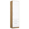 DREHTÜRENSCHRANK in Eiche Artisan, Weiss Hochglanz  - Weiss Hochglanz/Chromfarben, Modern, Holzwerkstoff/Kunststoff (47/197/54cm) - Rauch Möbel
