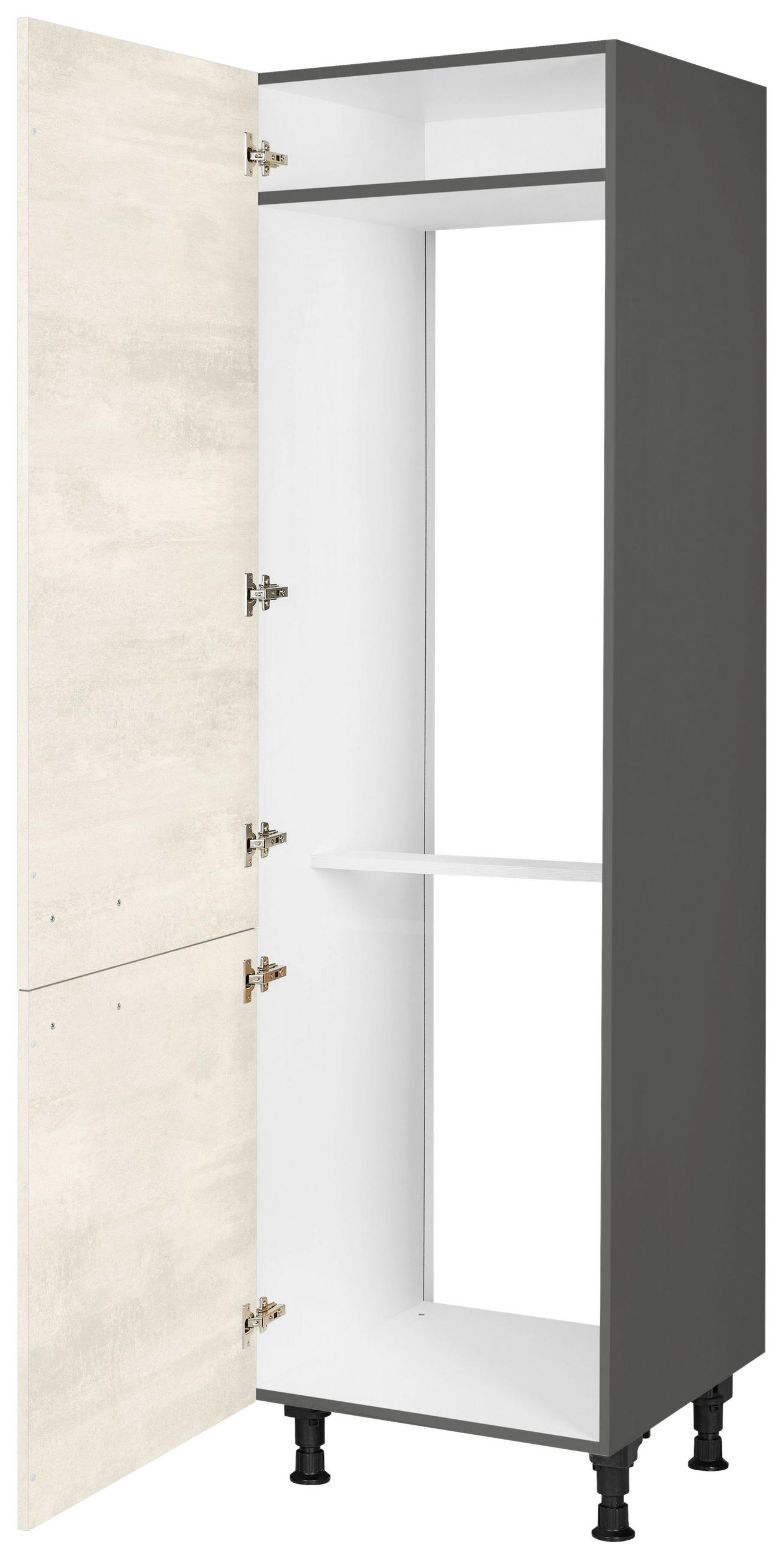 GERÄTEUMBAUSCHRANK 60/216,6/58 cm  in Weiß  - Schieferfarben/Edelstahlfarben, MODERN, Holzwerkstoff/Metall (60/216,6/58cm) - Nobilia