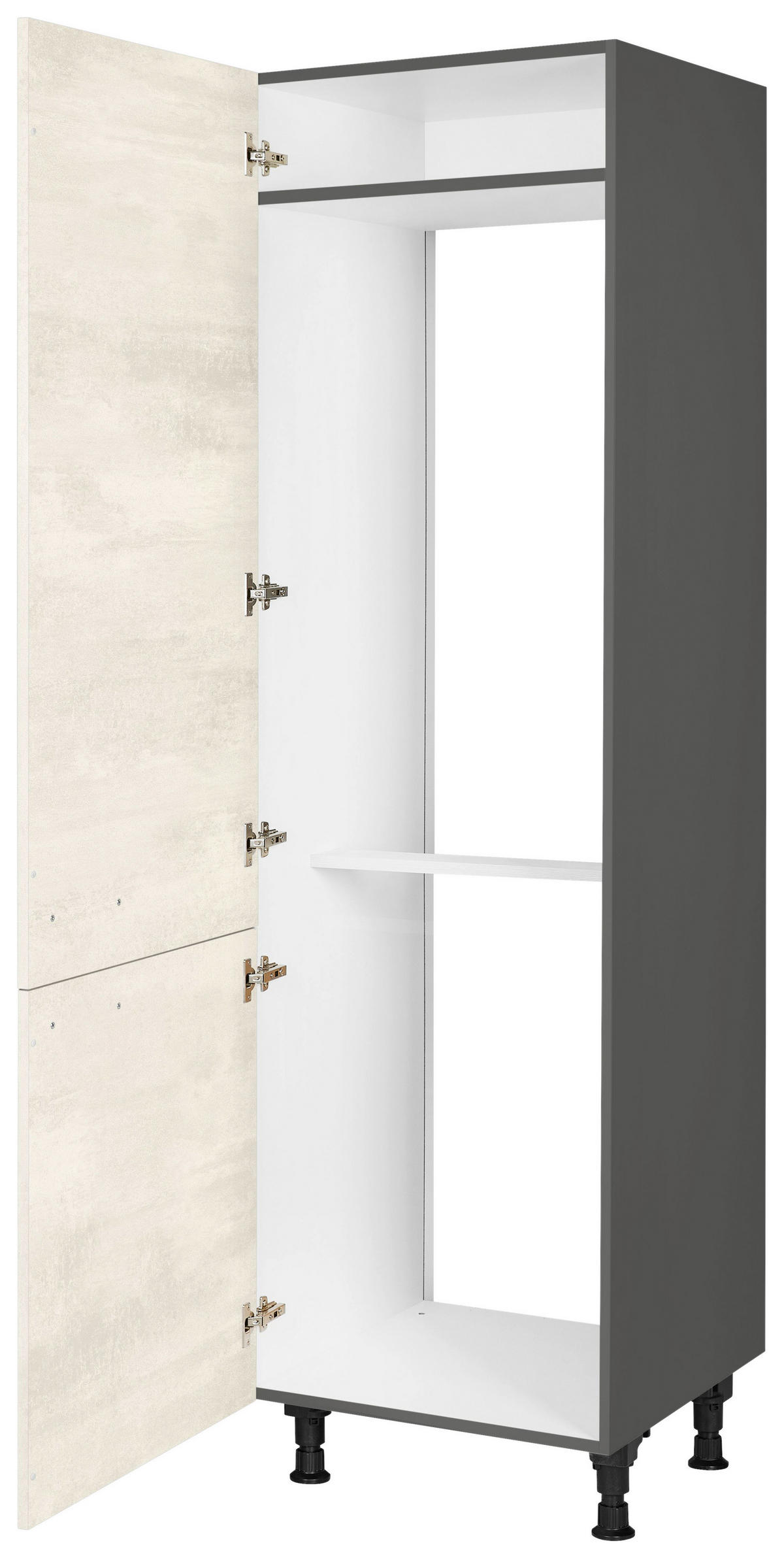 GERÄTEUMBAUSCHRANK 60/216,6/58 cm  in Weiß  - Schieferfarben/Edelstahlfarben, MODERN, Holzwerkstoff/Metall (60/216,6/58cm) - Nobilia
