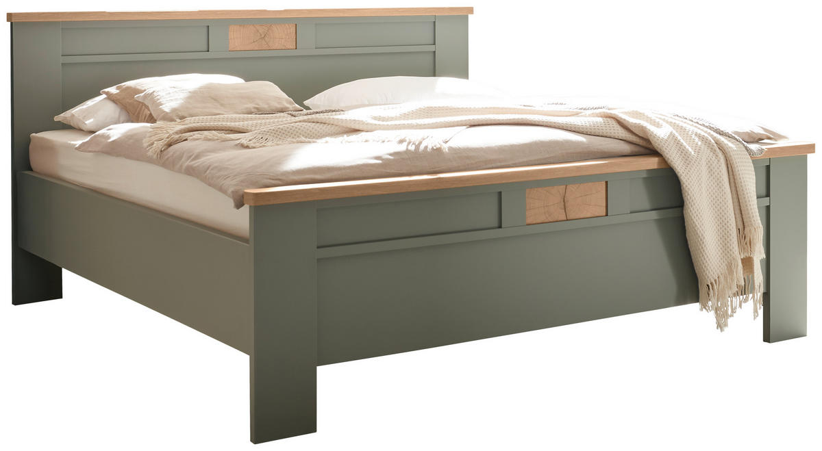 BETT 180/200 cm,  in Salbeigrün, Eiche Bianco,  - Eiche Bianco/Salbeigrün, LIFESTYLE (180/200cm) - Landscape