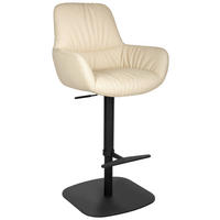 BARHOCKER Echtleder Schwarz, Beige Eisen Sitzfläche 360° drehbar, inklusive Armlehnen  - Beige/Schwarz, Design, Leder/Metall (57,5/110/59,5cm) - Dieter Knoll