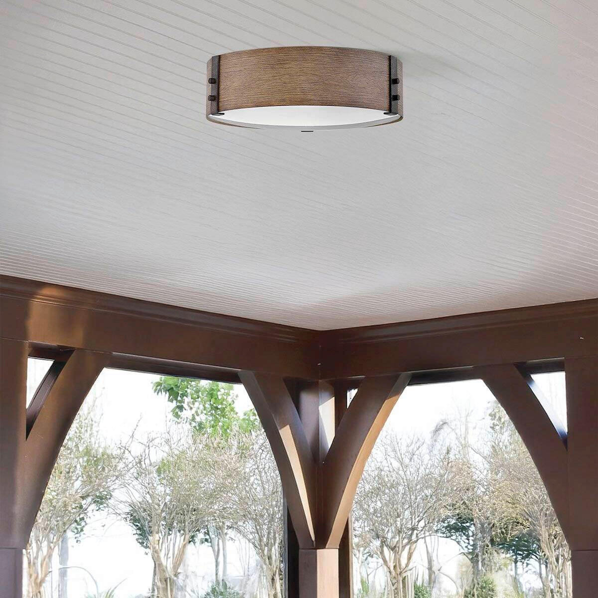 AUSSENDECKENLEUCHTE Sawyer Outdoor 12/38 cm  - Wildeiche/Dunkelbraun, Konventionell, Metall (12/38cm) - Elstead Lighting