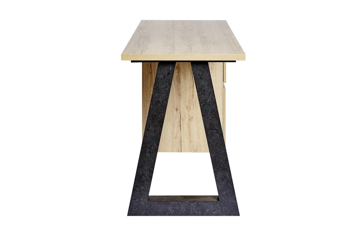 SCHREIBTISCH 140/55/76 cm  in Grau, Eichefarben  - Eichefarben/Grau, Design, Holzwerkstoff/Metall (140/55/76cm)