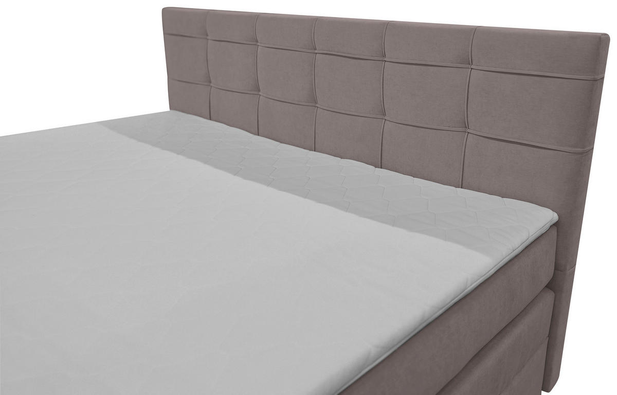 BOXSPRINGBETT 200/200 cm,  in Taupe, H3 = fest  - Taupe/Schwarz, KONVENTIONELL, Kunststoff/Textil (200/200cm)