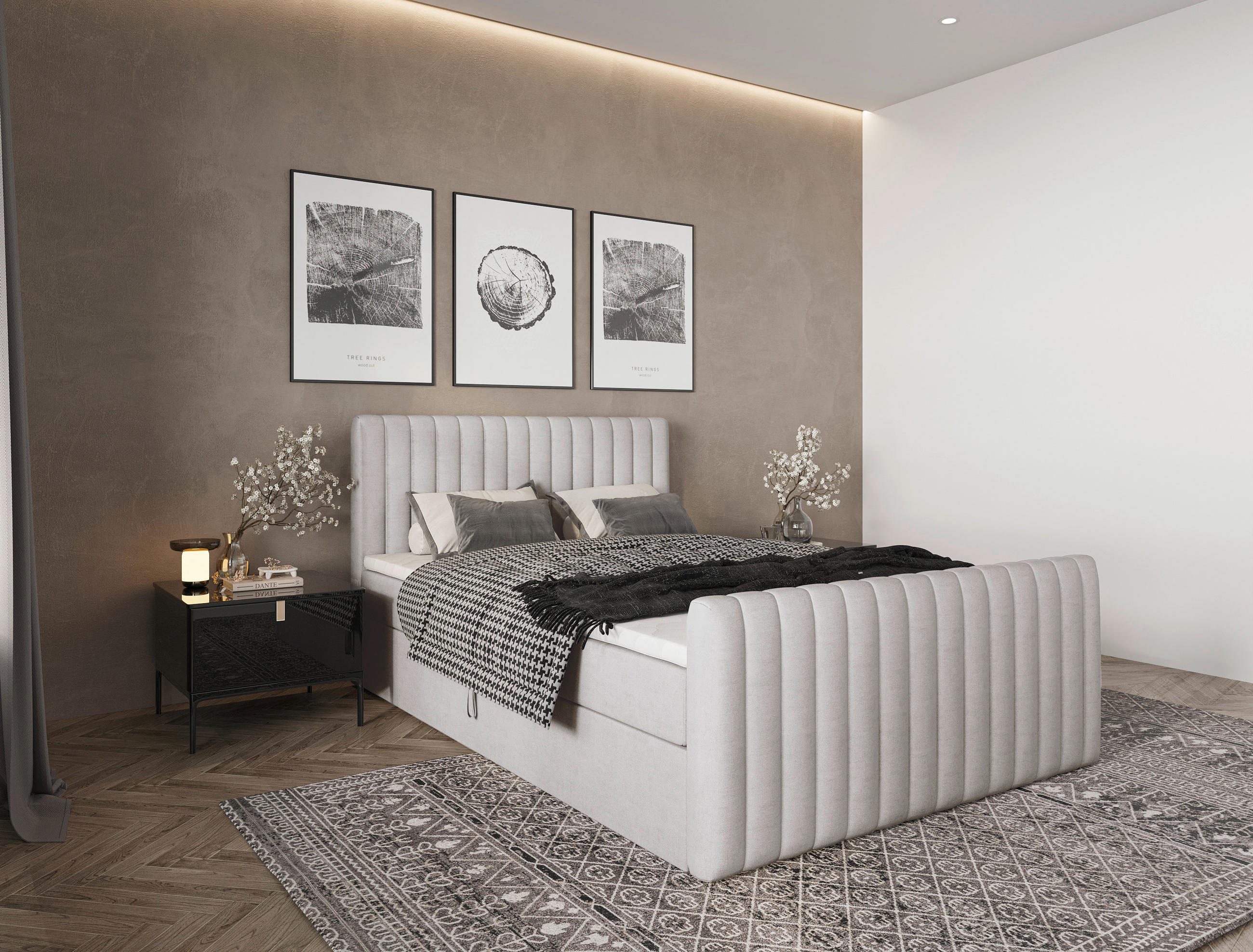 BOXBETT 140/200 cm  Beige  - Beige/Schwarz, Basics, Kunststoff/Textil (140/200cm) - Carryhome