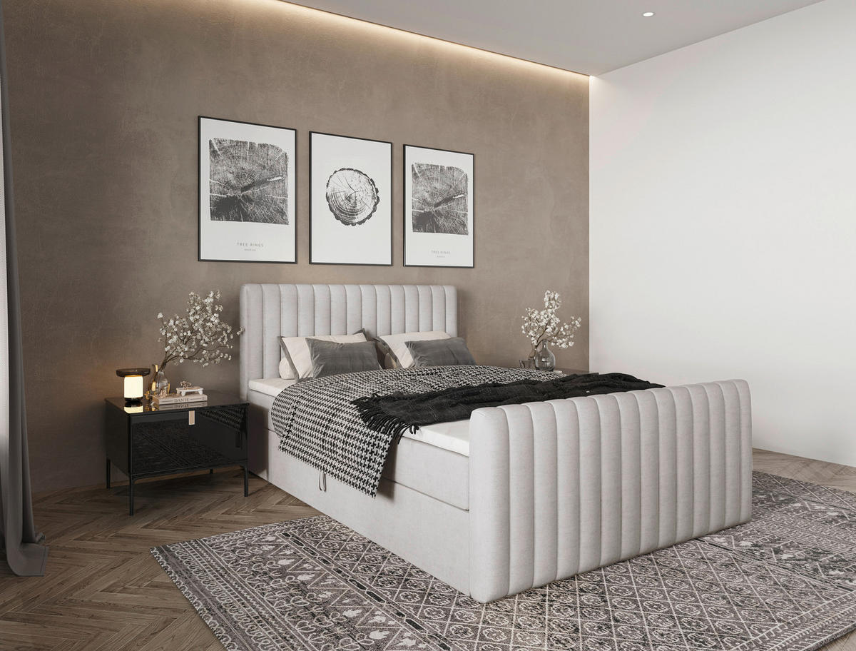 BOXBETT 140/200 cm  Beige  - Beige/Schwarz, Basics, Kunststoff/Textil (140/200cm) - Carryhome