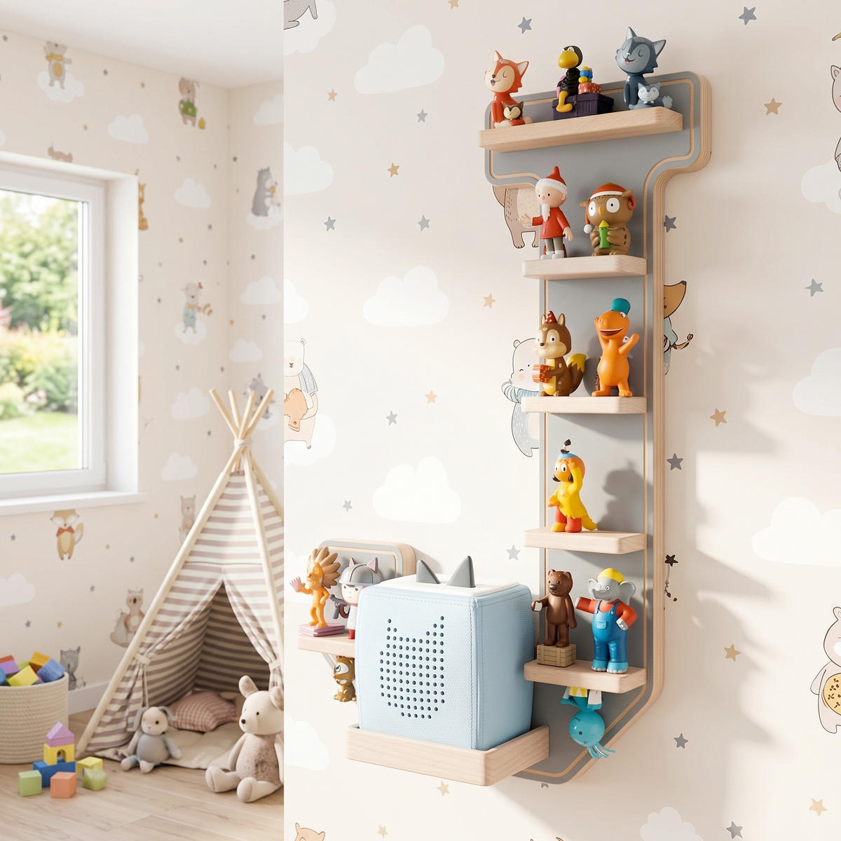 KINDERREGAL  - Grau, Modern, Holzwerkstoff (37/54/19cm) - Livetastic