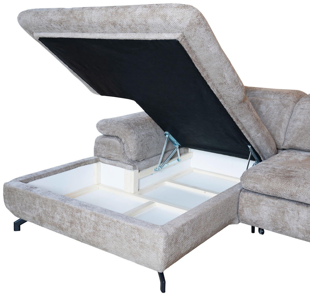WOHNLANDSCHAFT Beige Struktur  - Beige/Schwarz, KONVENTIONELL, Textil/Metall (188/357/253cm) - Carryhome