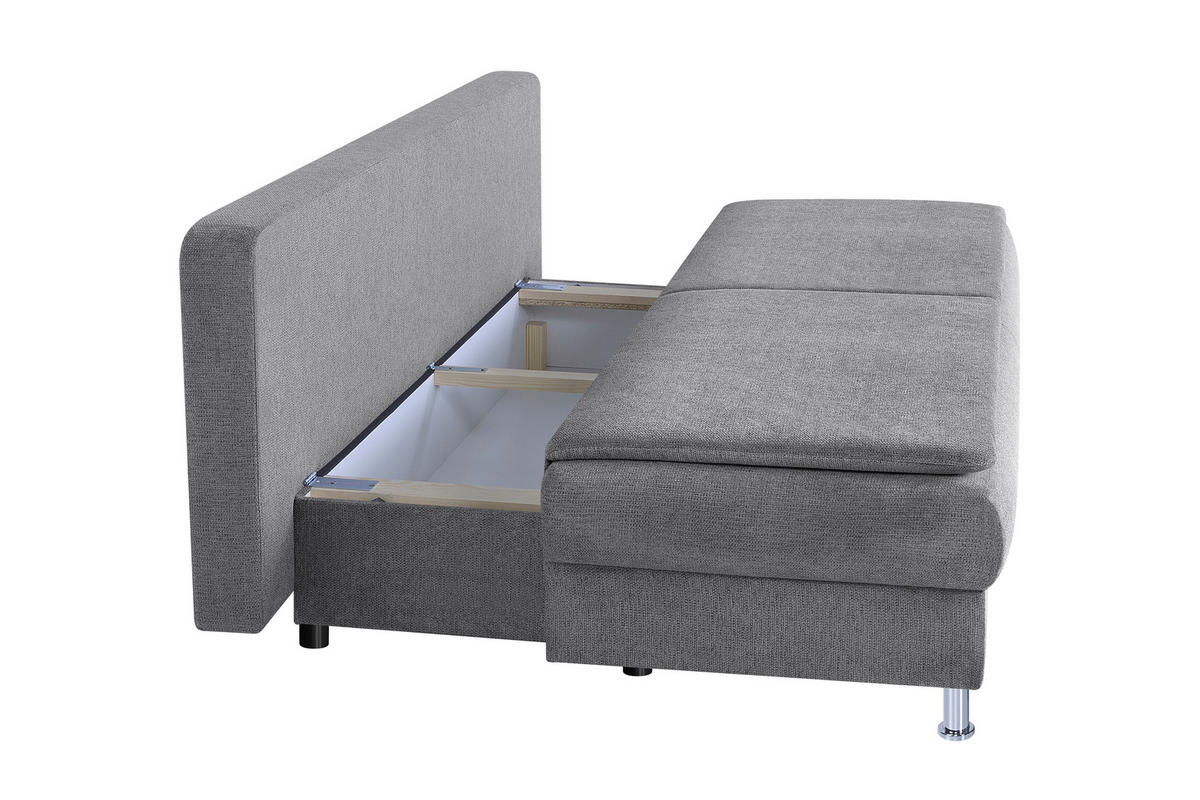 SCHLAFSOFA  mit Schlafen auf Sitzhöhe Webstoff Taupe  - Taupe/Chromfarben, Design, Kunststoff/Textil (200/92/90cm) - P & B