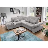 ECKSOFA Dalida Grau Chenille  - Chromfarben/Grau, MODERN, Textil/Metall (254/280cm) - Livetastic