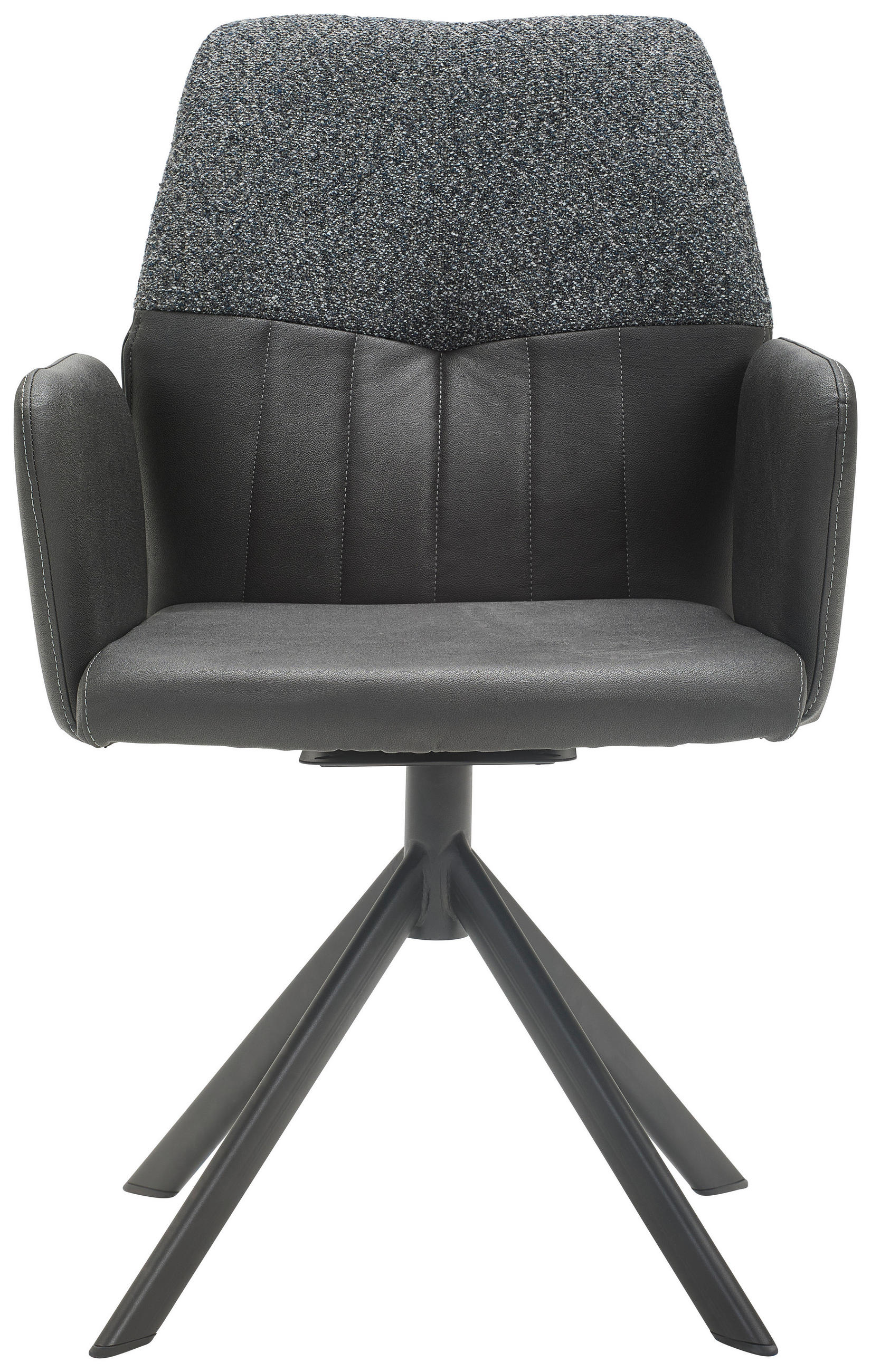 ARMLEHNSTUHL Lederlook, Webstoff  - Anthrazit/Schwarz, Konventionell, Textil/Metall (57/87/63cm) - Valdera