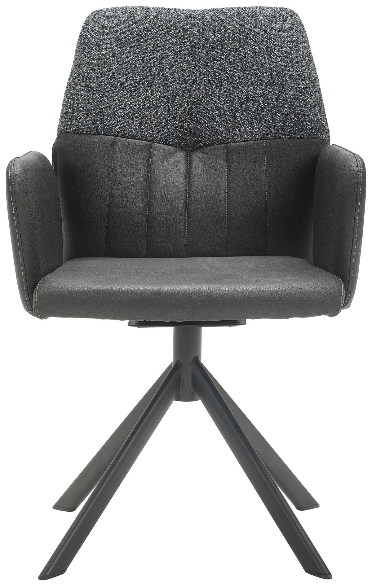 ARMLEHNSTUHL Lederlook, Webstoff  - Anthrazit/Schwarz, Konventionell, Textil/Metall (57/87/63cm) - Valdera